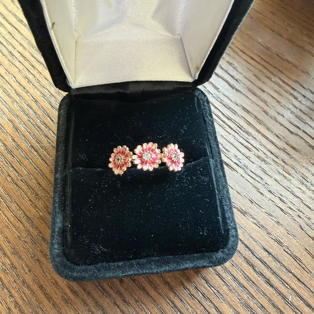 Pandora Rose Gold Pink Floral Trio Ring